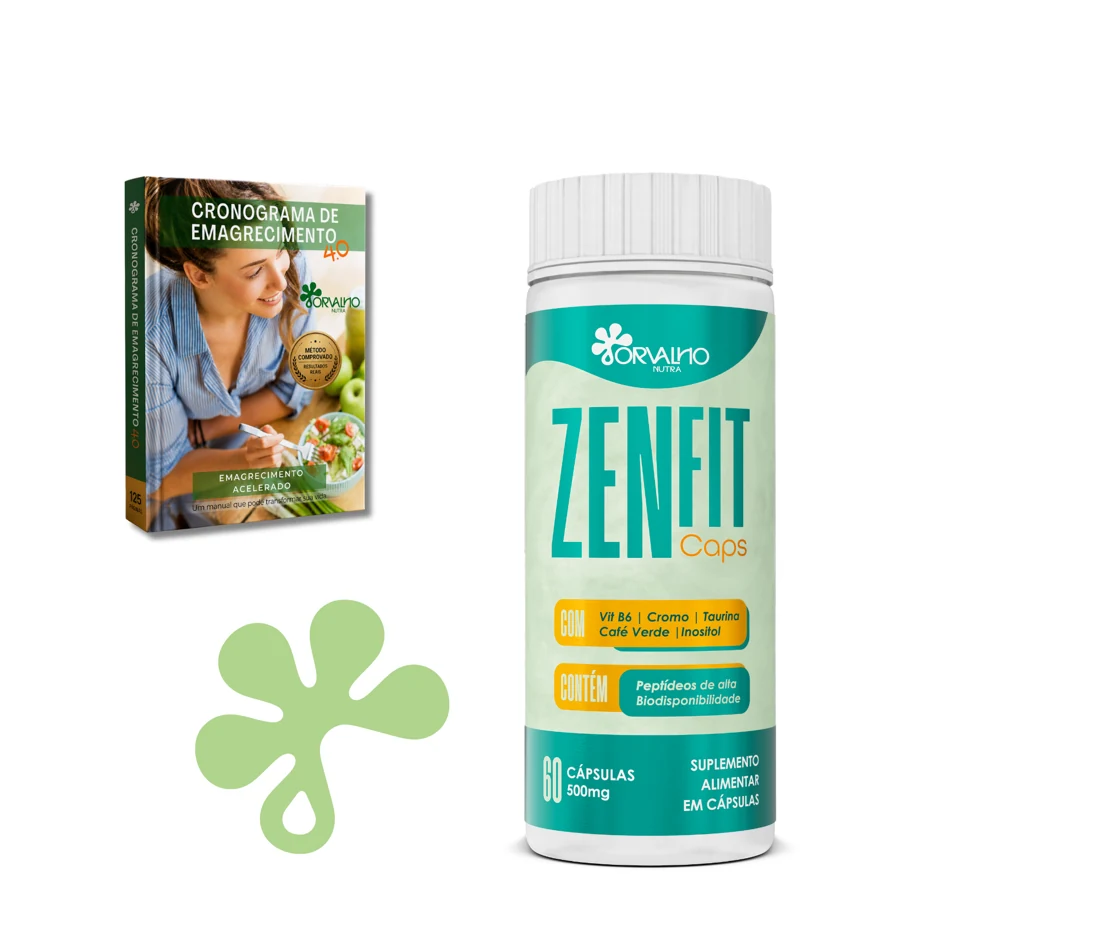 Apresentação do frasco ZenFIT Caps e ebook na oferta