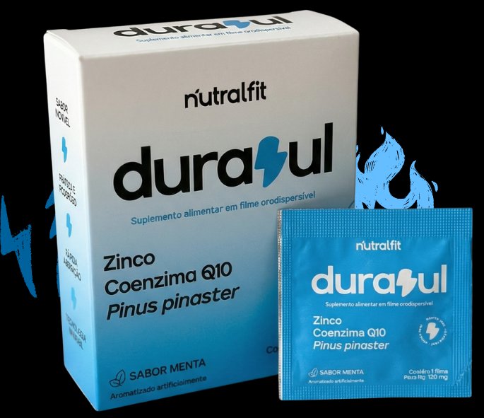Durazul suplemento masculino em filme orodispersível com Zinco, Coenzima Q10 e Pinus Pinaster